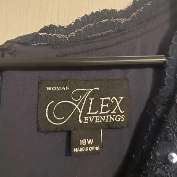 Alex Evenings Navy Long Sleeve Dress - Picture 6 of 6